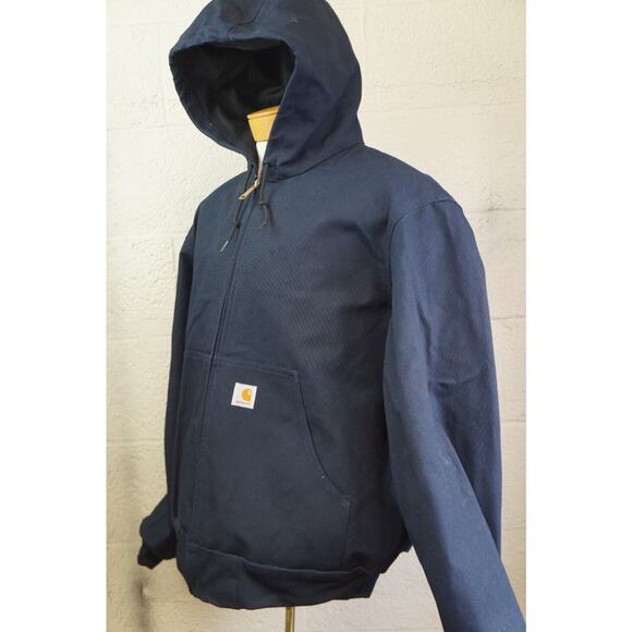 Carhartt Men's Navy Hooded Zip-up Jacket Helmets to Hardhats RN#14806 size L - Picture 3 of 11